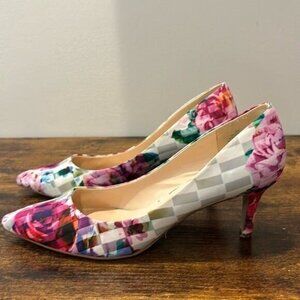 Nine West Elise Floral Print Heels size 8 women